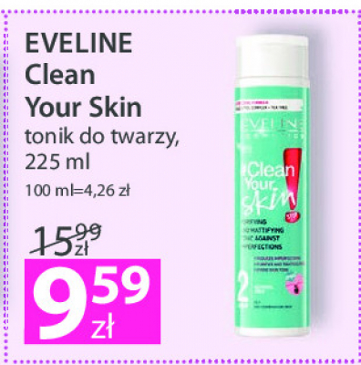 Oczyszczająco-matujący tonik przeciw niedoskonałościom twarzy Eveline clean your skin promocja
