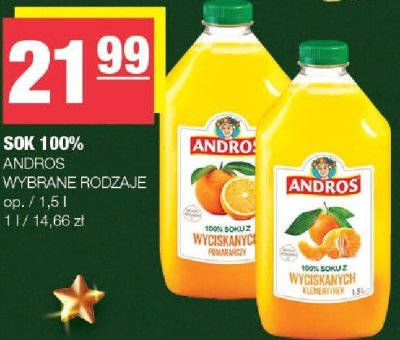 Sok 100% Andros wybrane rodzaje promocja w SPAR
