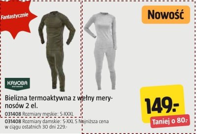 Bielizna termoaktywna z wełny merynos 2 el. Kayoba męska promocja w Jula