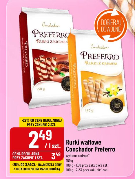 Rurki waflowe z kremem CONCHADOR PREFERRO promocja