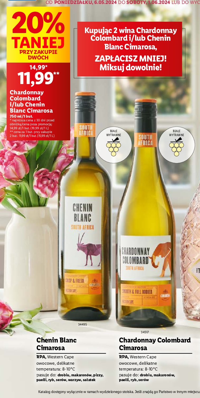 Wino Chardonnay colombard south africa promocja w Lidl