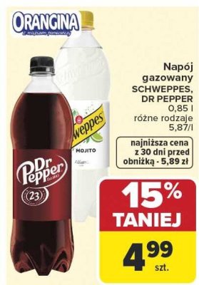 Napój gazowany SCHWEPPES, DR PEPPER promocja w Carrefour Market
