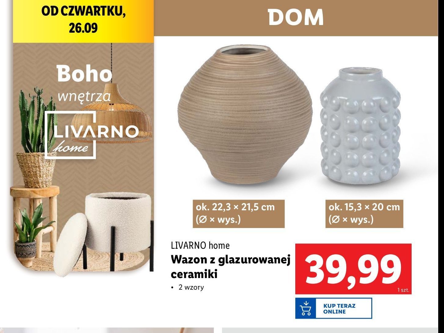 Wazon z glazurowanej ceramiki LIVARNO HOME promocja