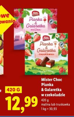 Pianka & Galaretka w czekoladzie Mister Choc malina  promocja w Lidl