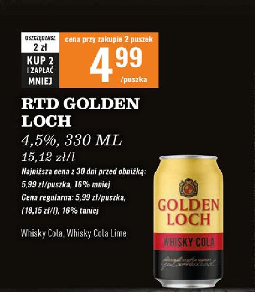 Whisky + cola GOLDEN LOCH promocja