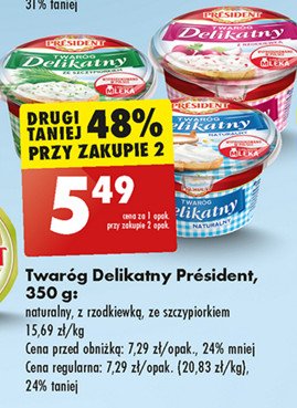 Twaróg delikatny naturalny President promocja w Biedronka