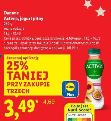Jogurt pitny Activia różne rodzaje promocja w Lidl