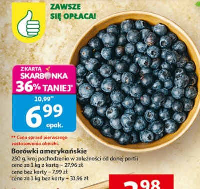 Borówki amerykańskie 250 g promocja w Auchan