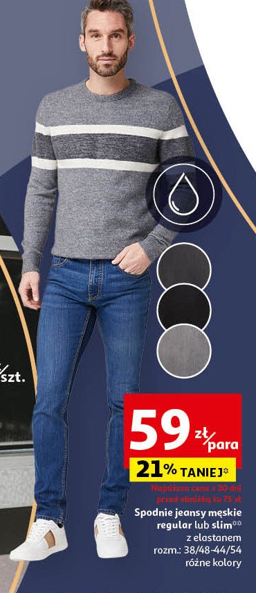 Spodnie męskie slim 38-54 Auchan inextenso promocja