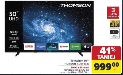 Telewizor 50" THOMSON 50UF4S35 promocja w Carrefour