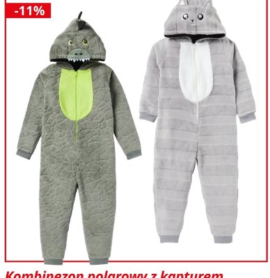 Kombinezon polarowy z kapturem dla dzieci różne wzory promocja w KiK
