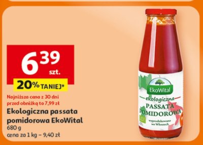 Ekologiczna passata pomidorowa EkoWital 680 g promocja w Auchan