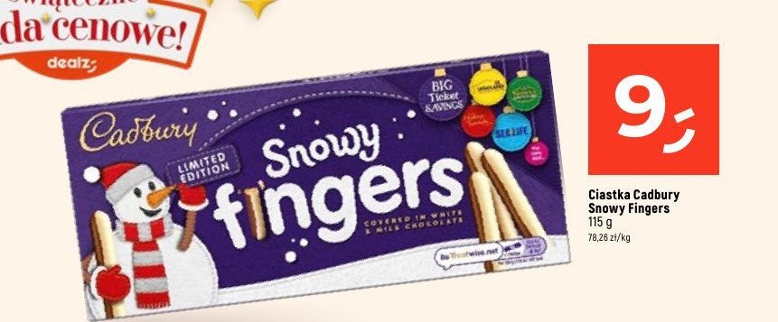 Paluszki ciasteczkowe snowy fingers Cadbury promocja w Dealz