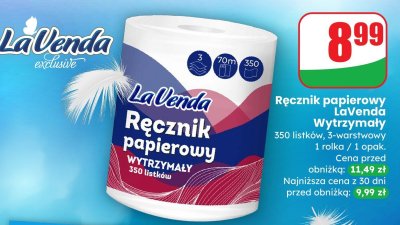 Ręcznik papierowy LaVenda Wytrzymały 350 listków, 3-warstwowy promocja w Dino