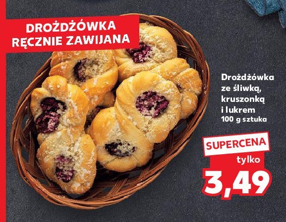 Drożdżówka ze śliwką kruszonką i lukrem promocja w Kaufland