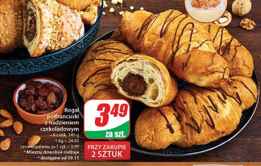 Rogalik p贸艂francuski z nadzieniem czekoladowym promocja
