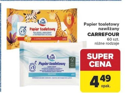 Papier toaletowy nawilżany CARREFOUR różne rodzaje promocja w Carrefour