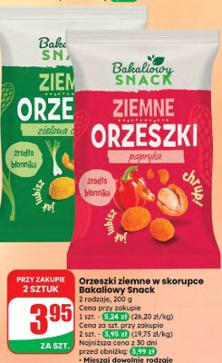Orzeszki ziemne w skorupce Bakaliowy Snack zielona cebulka promocja w Dino