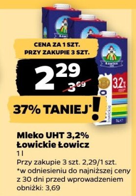 Mleko UHT 3,2% Łowickie promocja w Netto