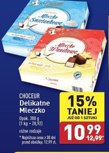 Mleczko delikatne waniliowe Choceur promocja w Aldi