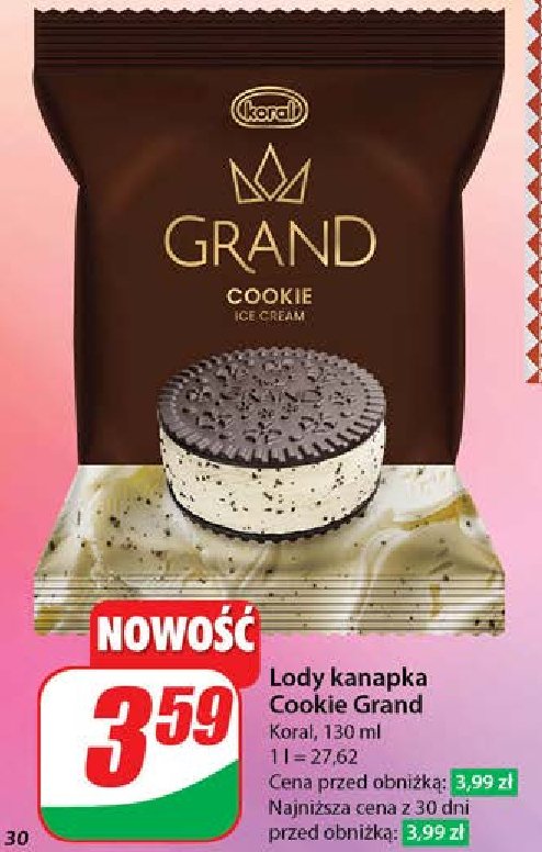 Lód cookie Koral grand promocja w Dino