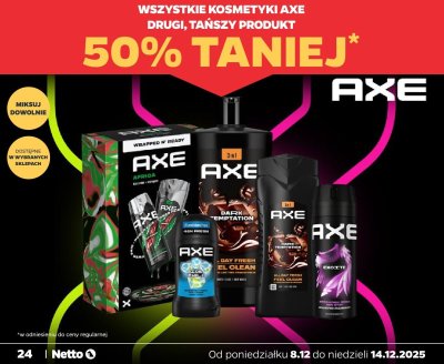 Wszystkie kosmetyki Axe DRUGI -50% promocja w Netto