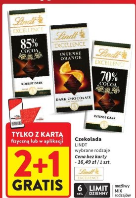 Czekolada Lindt Excellence 70% Cocoa Intense Dark promocja w Intermarche