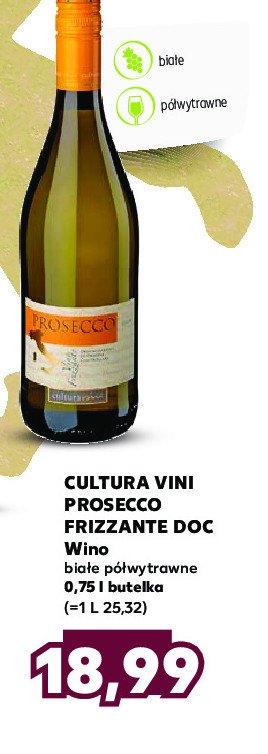 Wino półwytrawne Cultura vini prosecco frizzante promocja