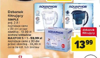 Dzbanek filtruj膮cy simple 2.8 l bia艂y Aquaphor promocja