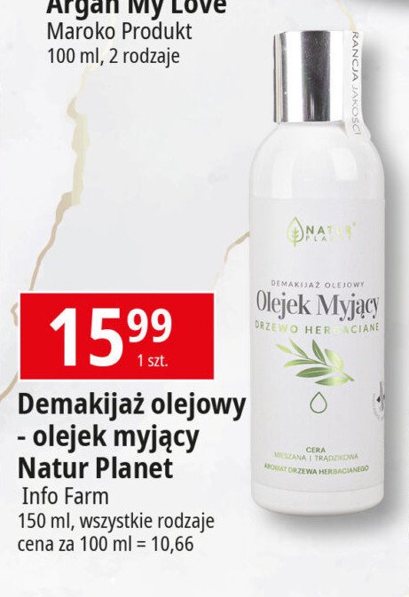 Olejek myjący drzewo herbaciane NATUR PLANET promocja w Leclerc