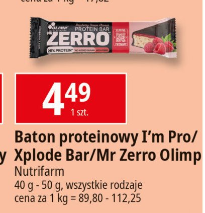 Baton proteinowy z malinami i czekoladą Olimp sport nutrition mr zerro promocja w Leclerc