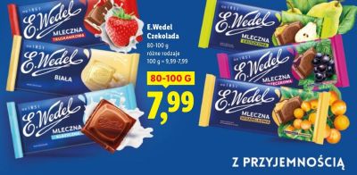 Czekolada E.Wedel różne rodzaje promocja w Lidl