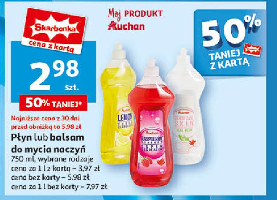 Płyn do mycia naczyń malina Auchan promocja w Auchan