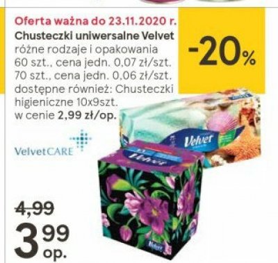 Chusteczki higieniczne cube style Velvet promocja