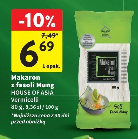 Makaron z fasoli mung House of asia promocja w Intermarche