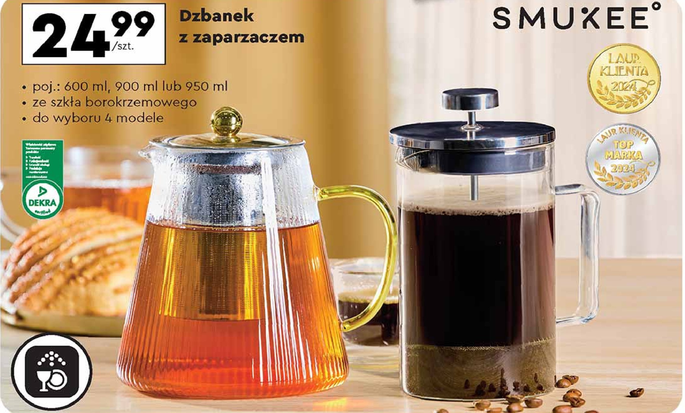 Dzbanek z zaparzaczem 950 ml Smukee promocja w Biedronka