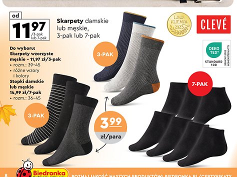 Skarpetki damskie 36-45 Cleve promocja w Biedronka