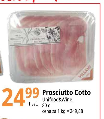 Szynka prosciutto cotto VILLANI promocja