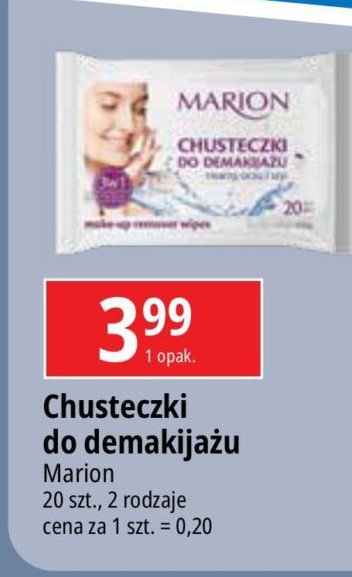 Chusteczki do demakijażu twarzy oczu i szyi Marion promocja