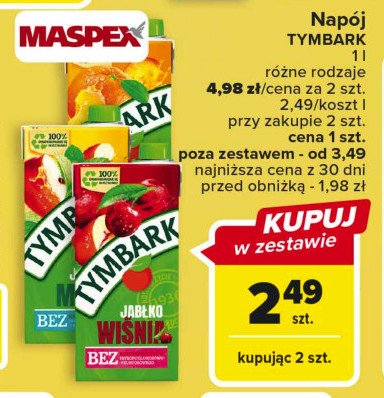 Napój jabłko-brzoskwinia Tymbark 1936 promocja