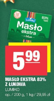 Masło ekstra 83% z łukowia Lumiko promocja w SPAR