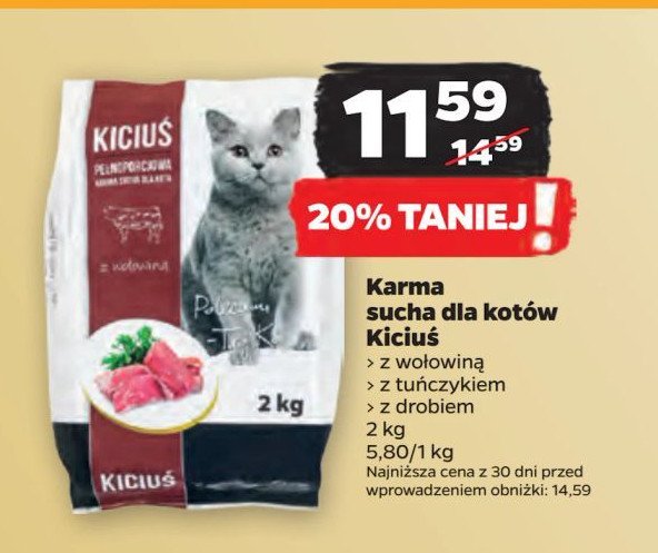 Karma dla kota z tuńczykiem Kiciuś promocja