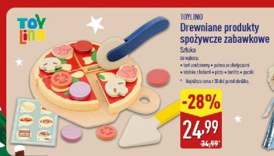 Drewniane produkty spożywcze zabawkowe TOYLINO promocja w Aldi