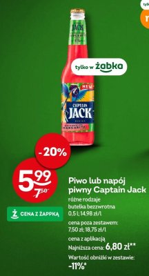 Piwo lub napój piwny Captain Jack różne rodzaje butelka bezwrotna promocja w Żabka