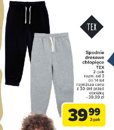 Spodnie dresowe chłopięce roz. 3-14 lat Tex promocja w Carrefour