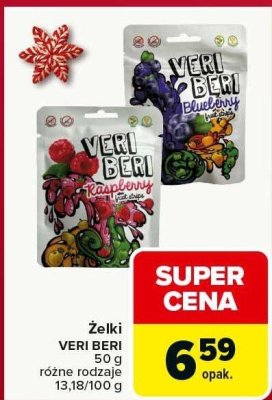 Żelki VERI BERI Blueberry, Raspberry różne rodzaje promocja w Carrefour