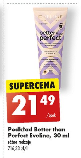 Podkład do twarzy 02 light vanilla EVELINE BETTER THAN PERFECT promocja w Biedronka