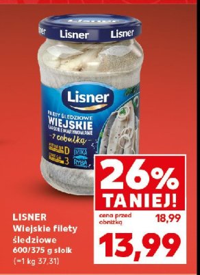 Wiejskie filety 艣ledziowe w oleju z cebulk膮 Lisner promocja