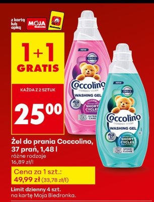 Żel do prania Coccolino różne rodzaje 1,481 l 1+1 gratis promocja w Biedronka