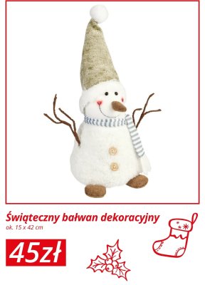 Świąteczny bałwan dekoracyjny promocja w KiK